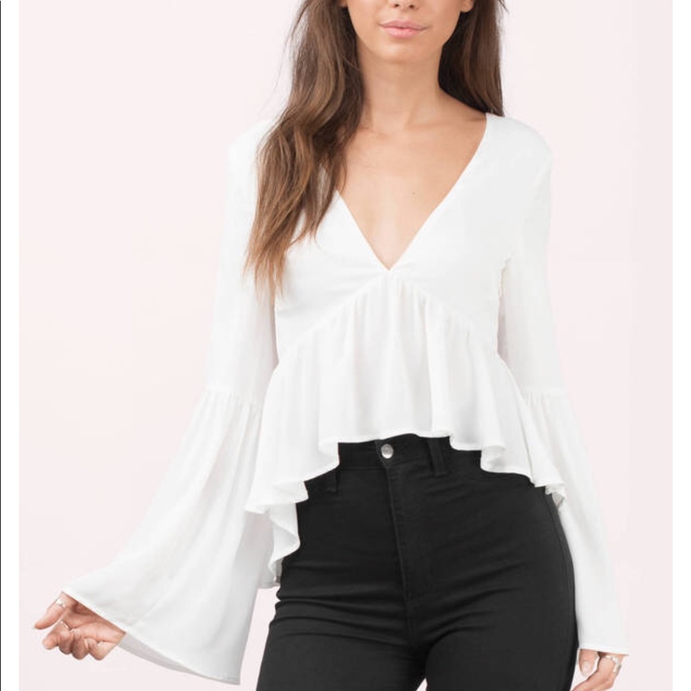Tobi White Blouse Criss Cross back & Bell sleeves